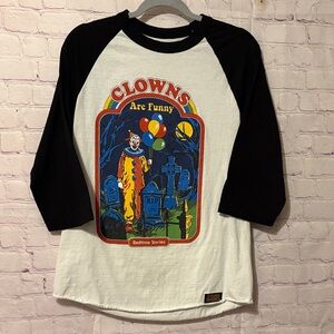 Clowns Are Funny Graphic Long Sleeve Shirt - Black & White